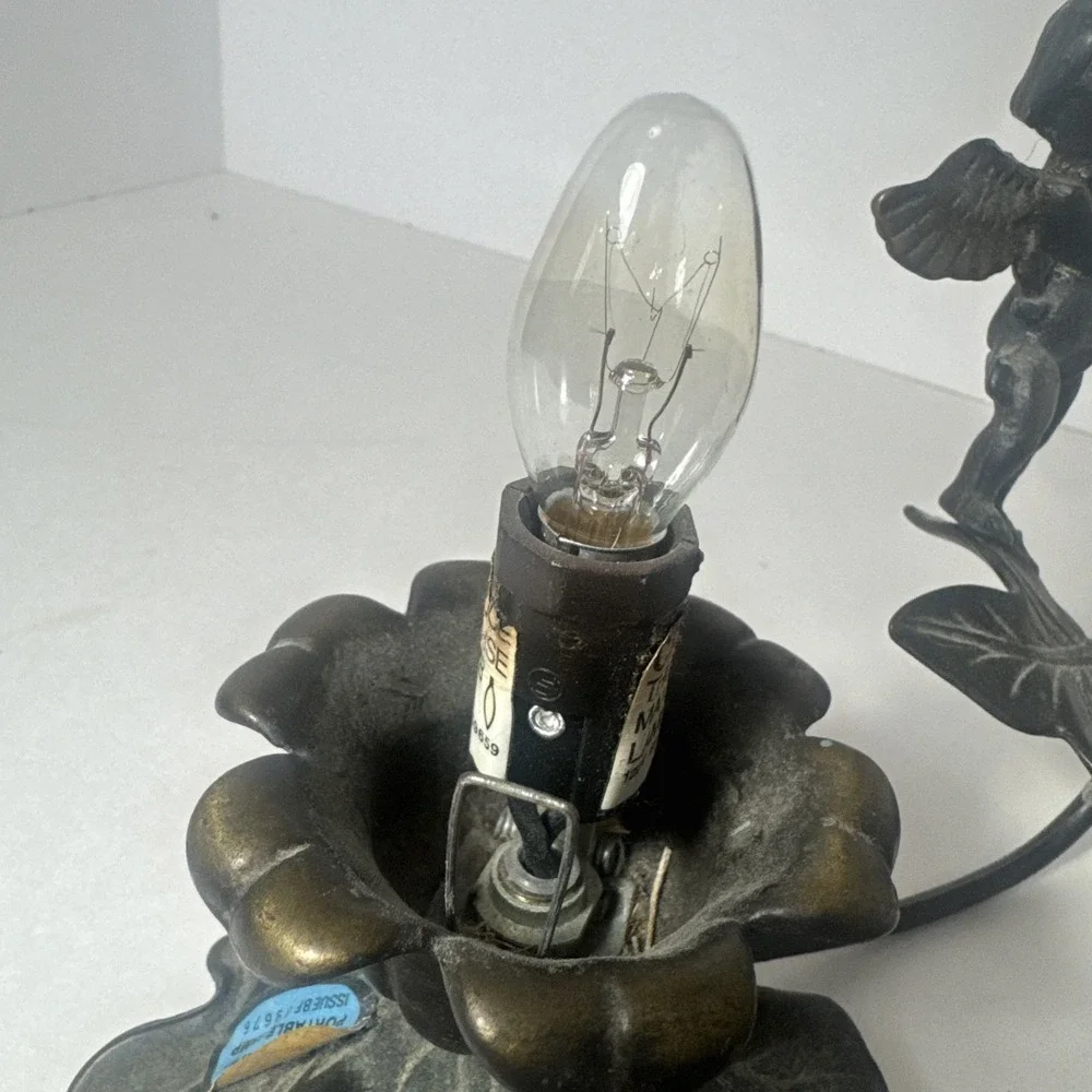 Purple And White Flower Vintage Lamp ‎ Angel Playing Flute